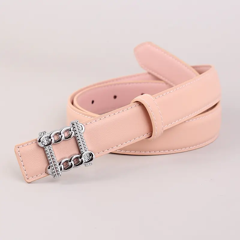 Red Genuine Leather Belt with Silver Buckle for Women - Image 7