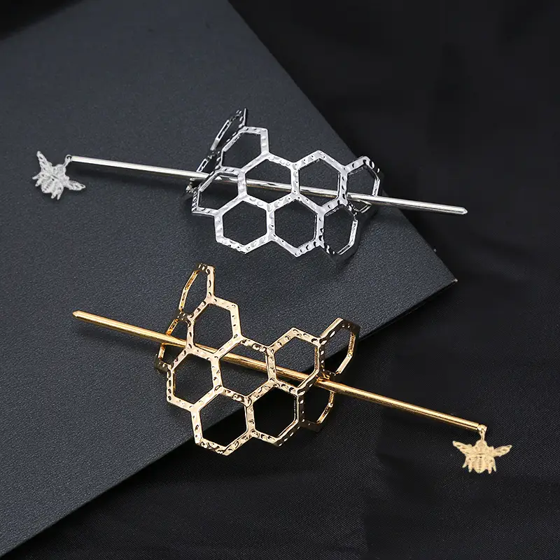 Honey Bee Hairpins Gold Silver Modern Hair Accessories