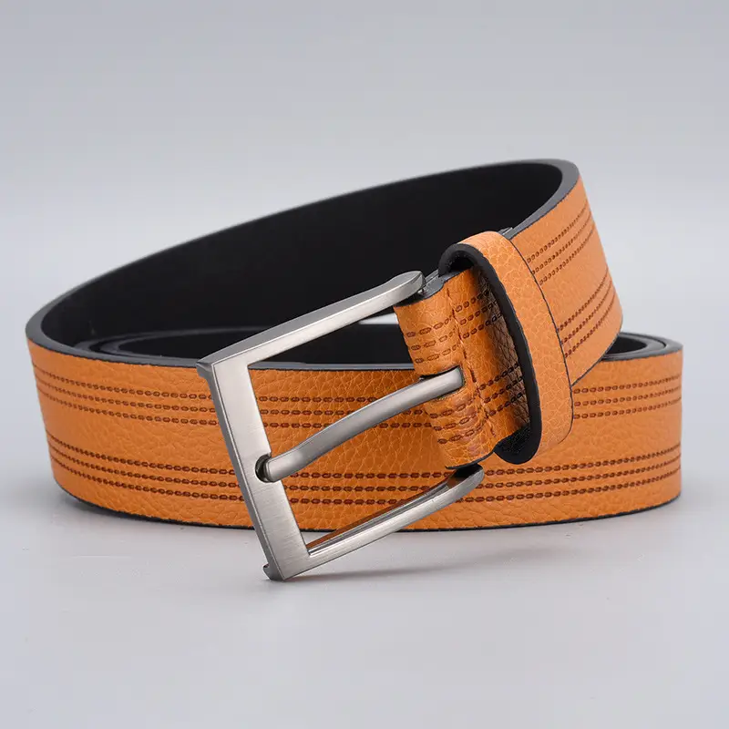 Men's Brown Leather Belt with Silver Buckle - Image 5