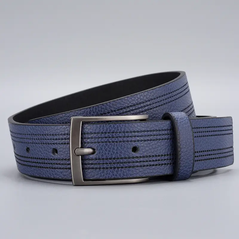 Men's Brown Leather Belt with Silver Buckle - Image 6