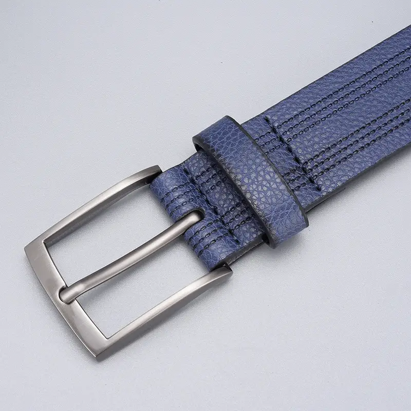 Men's Brown Leather Belt with Silver Buckle - Image 7