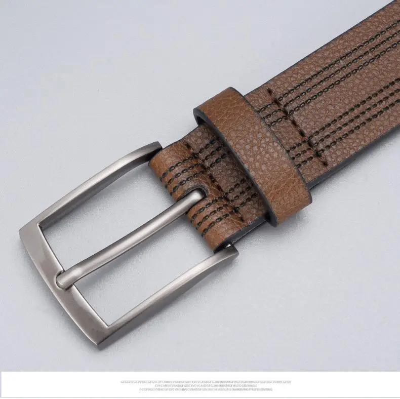 Men's Brown Leather Belt with Silver Buckle — feature 6