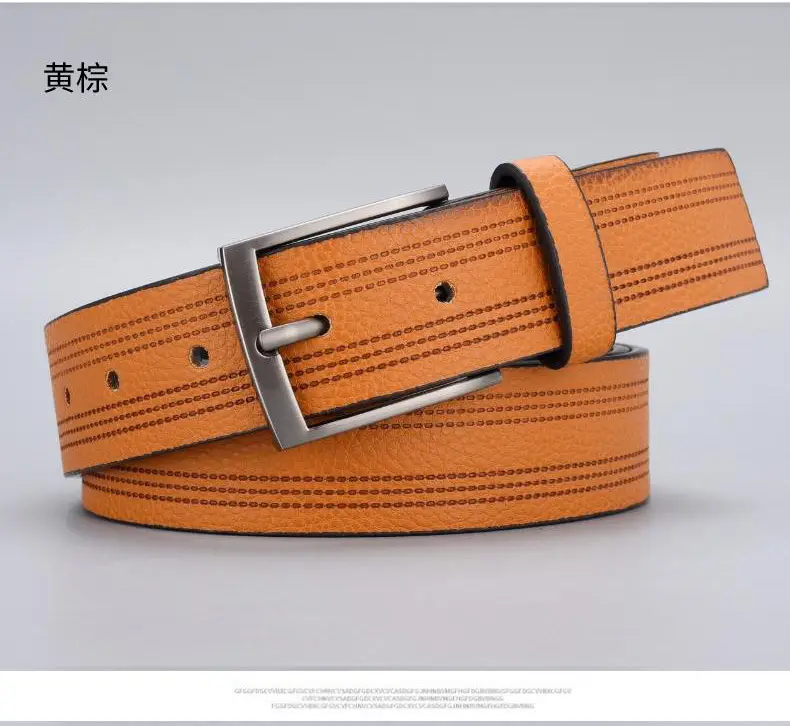 Men's Brown Leather Belt with Silver Buckle — feature 7