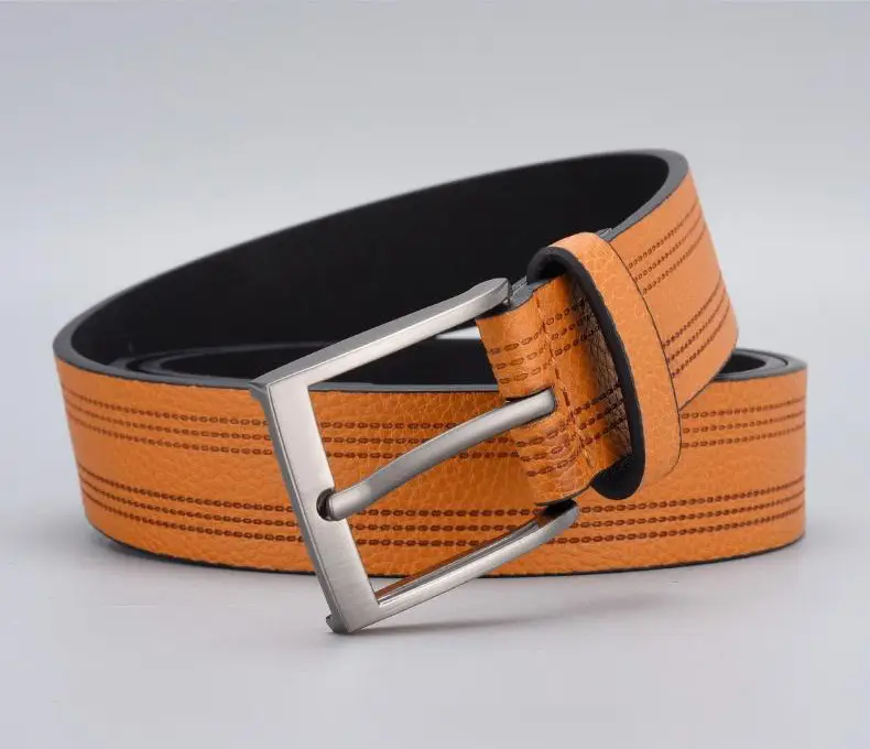 Men's Brown Leather Belt with Silver Buckle — feature 8
