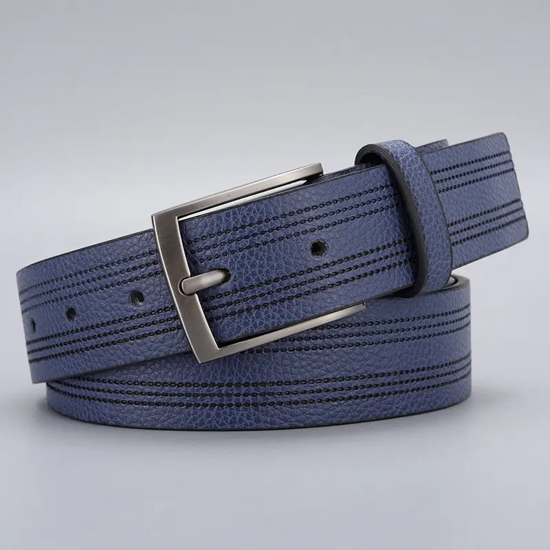 Men's Brown Leather Belt with Silver Buckle