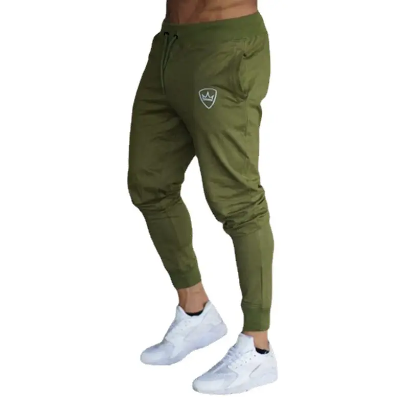 Men Navy Muscle Fit Running Pants with Logo - Image 12