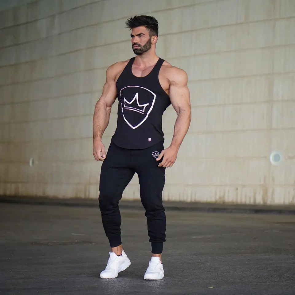 Men Navy Muscle Fit Running Pants with Logo — feature 12