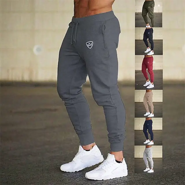 Men Navy Muscle Fit Running Pants with Logo — feature 2