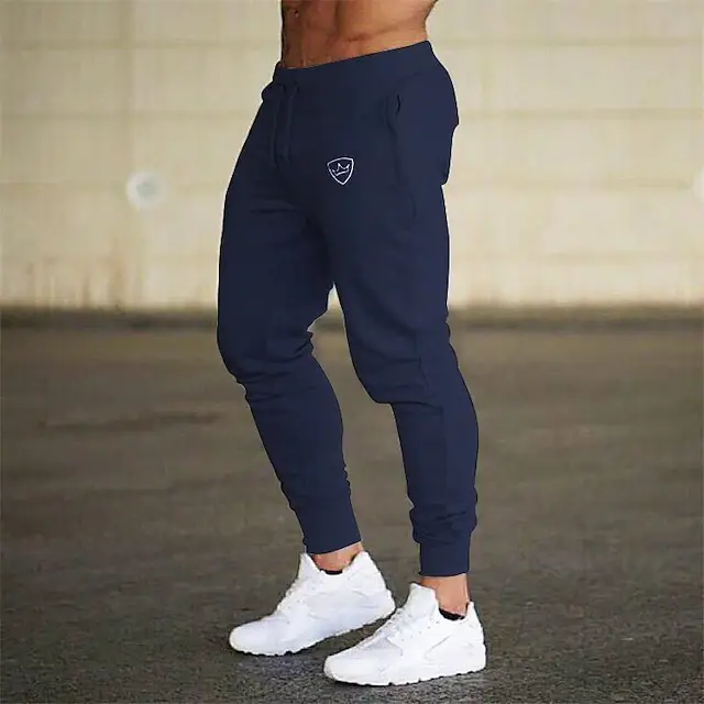 Men Navy Muscle Fit Running Pants with Logo — feature 4