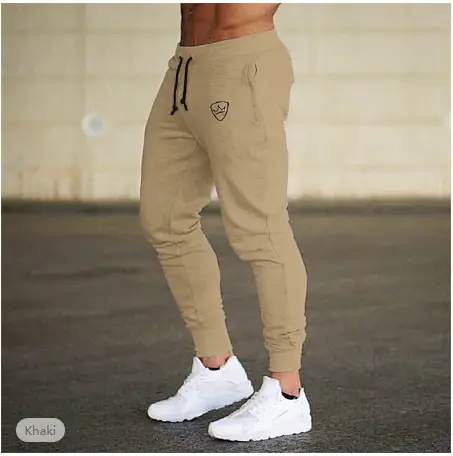 Men Navy Muscle Fit Running Pants with Logo - Image 5