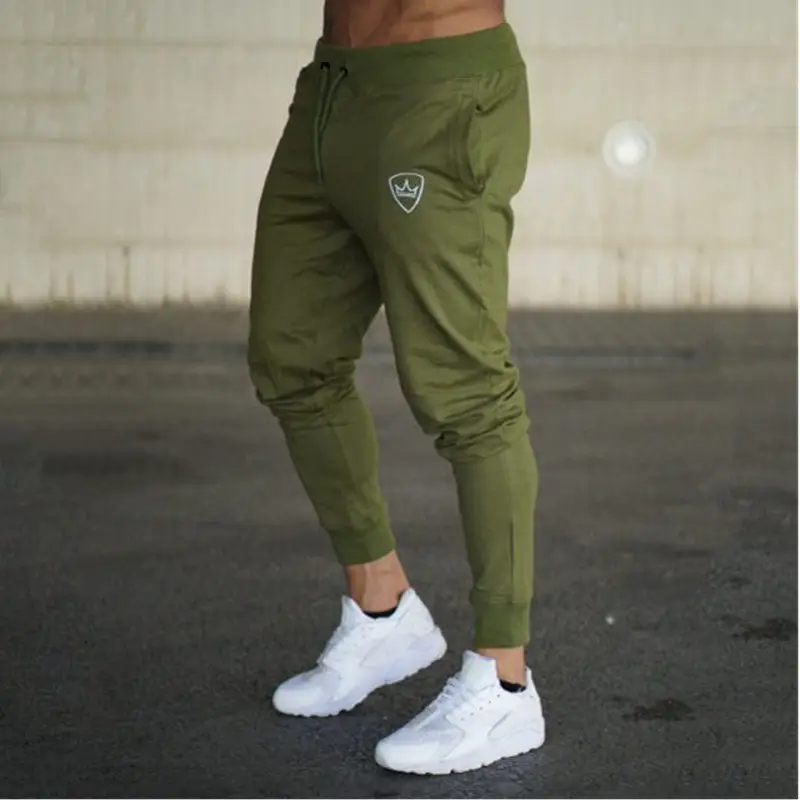 Men Navy Muscle Fit Running Pants with Logo - Image 6
