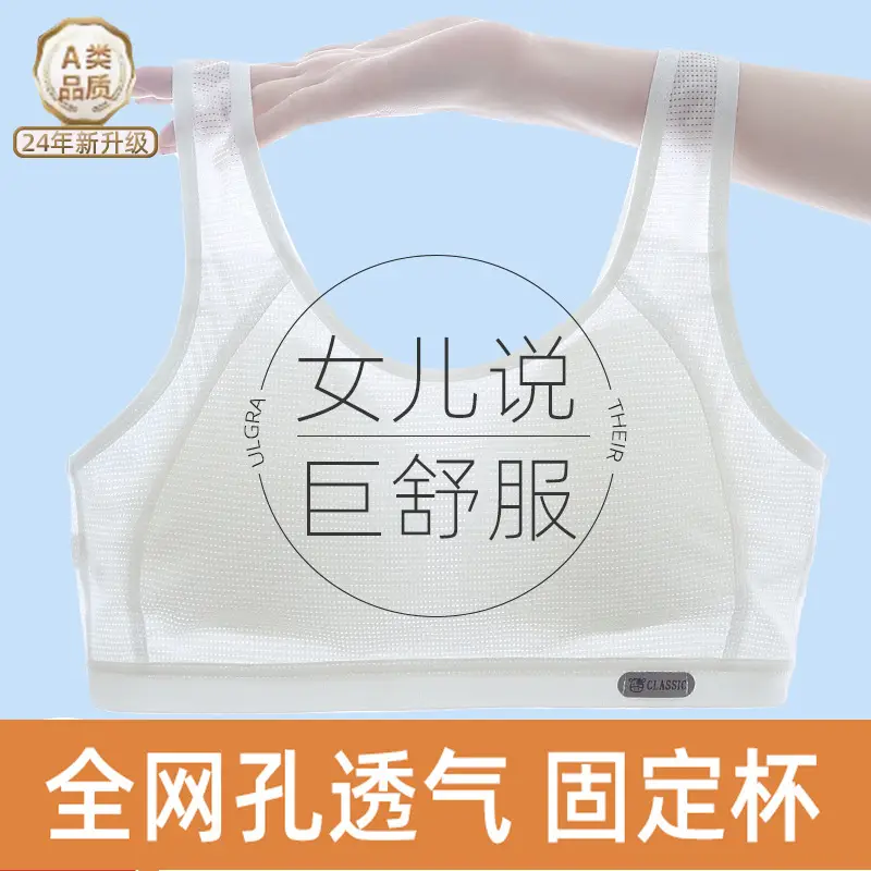 Mesh Breathable Girls' Underwear Puberty Summer Thin Shockproof Vest for Junior High School Students Big Children Bra