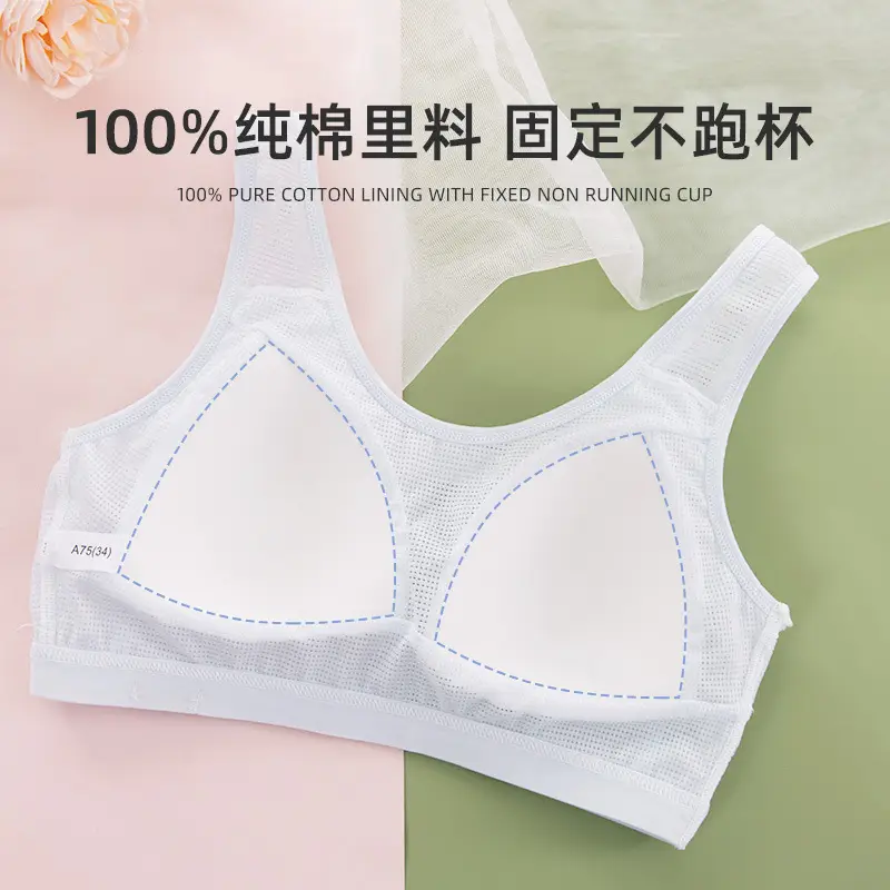 Mesh Breathable Girls' Underwear Puberty Summer Thin Shockproof Vest for Junior High School Students Big Children Bra