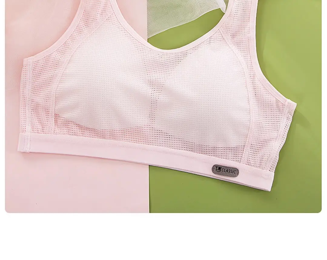 Mesh Breathable Girls' Underwear Puberty Summer Thin Shockproof Vest for Junior High School Students Big Children Bra — feature 17
