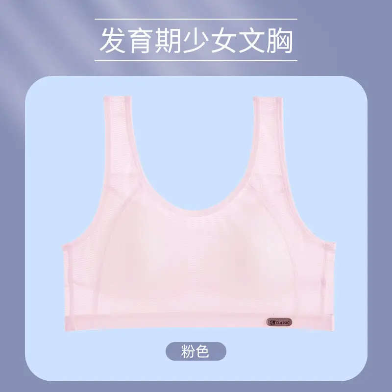 Mesh Breathable Girls' Underwear Puberty Summer Thin Shockproof Vest for Junior High School Students Big Children Bra