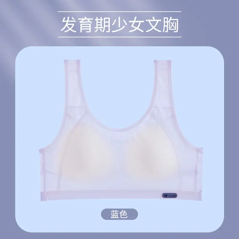 Mesh Breathable Girls' Underwear Puberty Summer Thin Shockproof Vest for Junior High School Students Big Children Bra