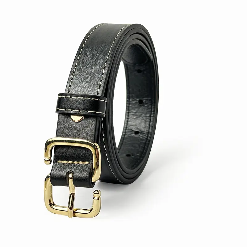 Women's Black Leather Belt with Japanese Buckle - Image 5
