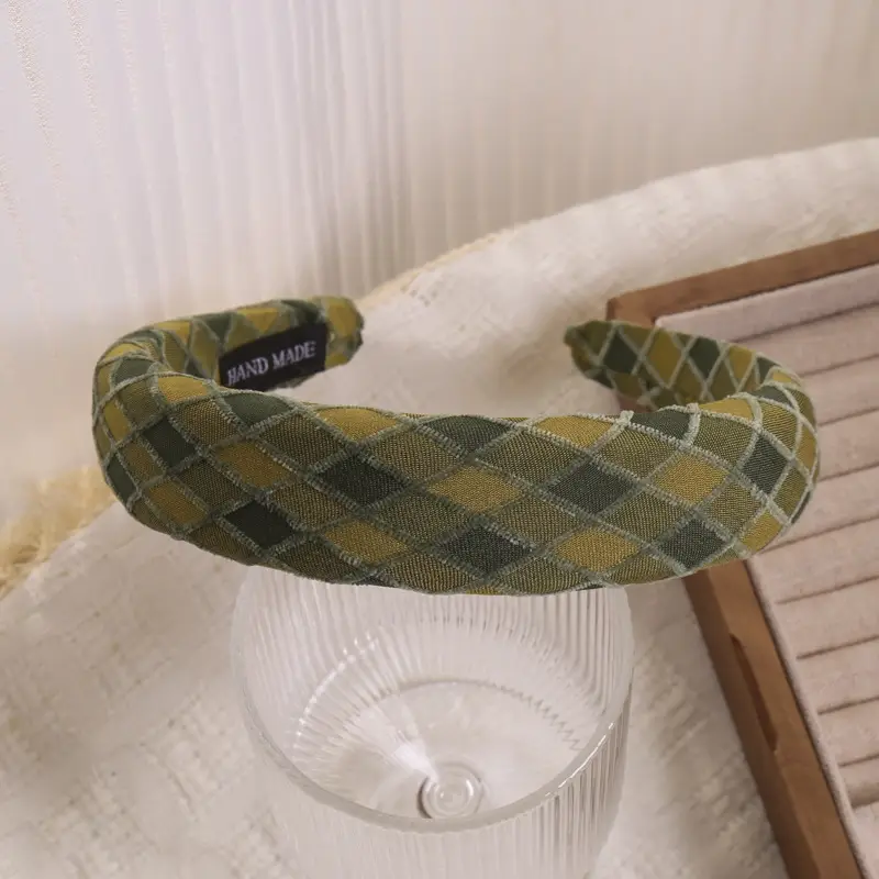 Plaid Hair Hoop for Kids with Soft Korean Fabric