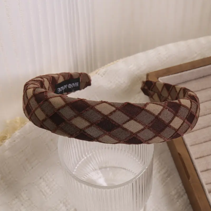 Plaid Hair Hoop for Kids with Soft Korean Fabric
