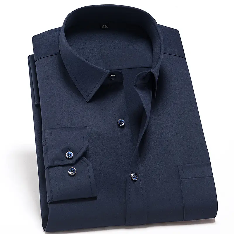 Men's Black Slim Fit Business Shirt with 3 Buttons - Image 12