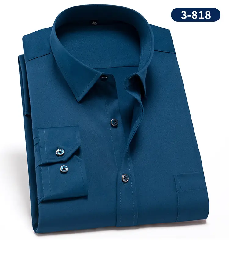 Men's Black Slim Fit Business Shirt with 3 Buttons — feature 14