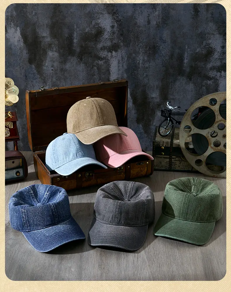 Pink Women's Retro Denim Cap Windproof Sunscreen — feature 12
