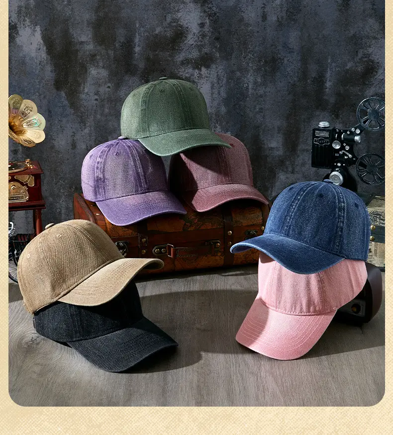 Pink Women's Retro Denim Cap Windproof Sunscreen — feature 17