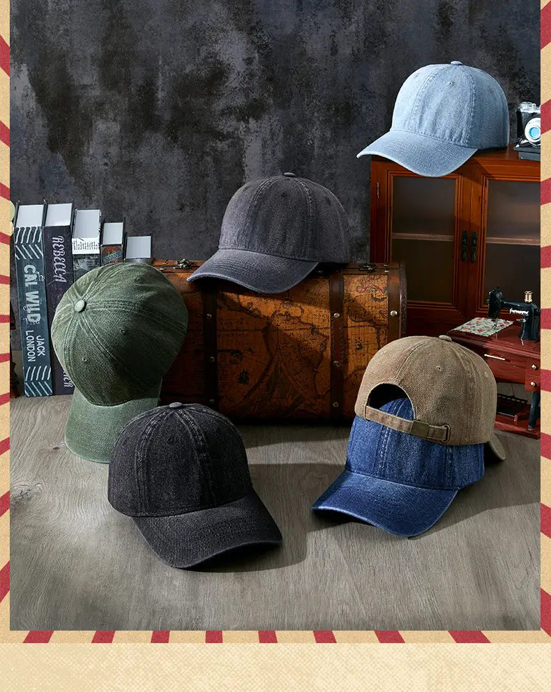 Pink Women's Retro Denim Cap Windproof Sunscreen — feature 3