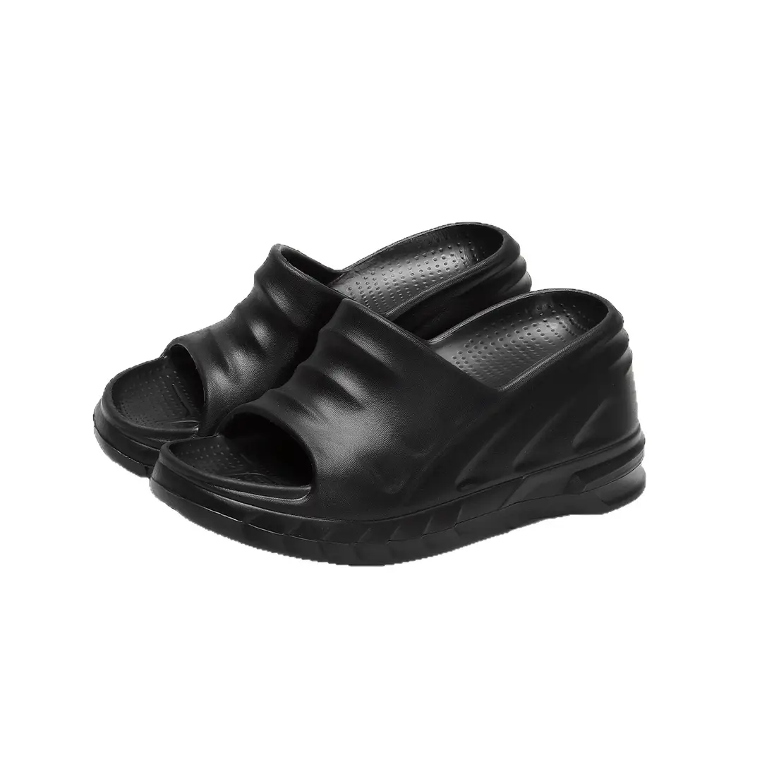 Thick-Soled Slippers for Women European and American Ins Trbottomy 10cm High Heels Eva Wedge Heels Versatile Outer Wear Beach One-Line Slippers