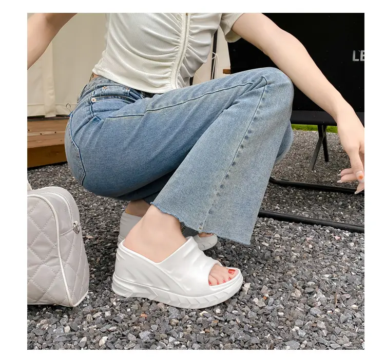 Thick-Soled Slippers for Women European and American Ins Trbottomy 10cm High Heels Eva Wedge Heels Versatile Outer Wear Beach One-Line Slippers — feature 22