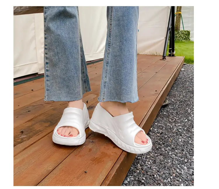 Thick-Soled Slippers for Women European and American Ins Trbottomy 10cm High Heels Eva Wedge Heels Versatile Outer Wear Beach One-Line Slippers — feature 28