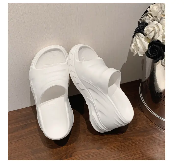 Thick-Soled Slippers for Women European and American Ins Trbottomy 10cm High Heels Eva Wedge Heels Versatile Outer Wear Beach One-Line Slippers — feature 32