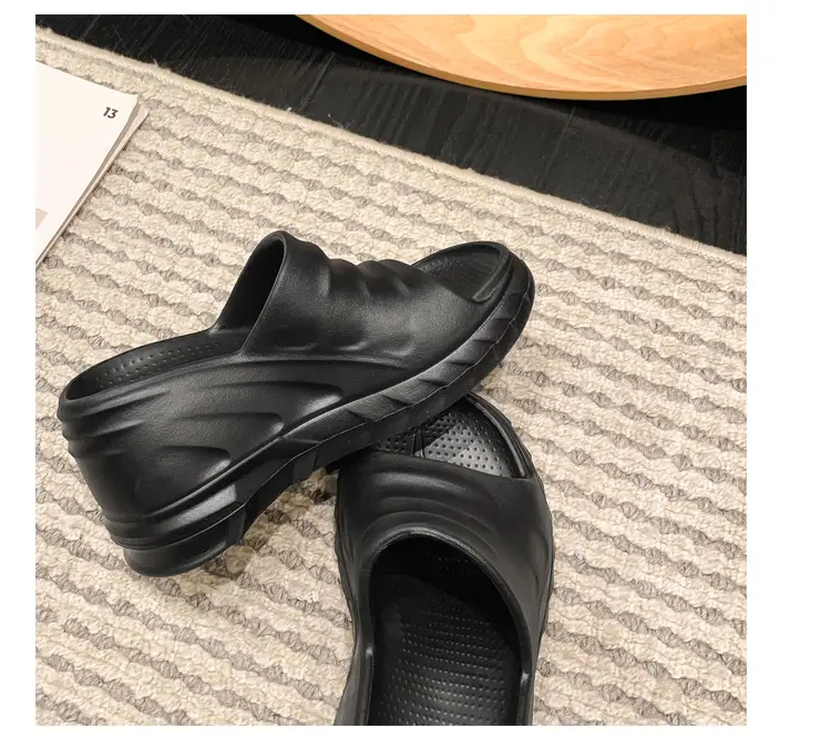 Thick-Soled Slippers for Women European and American Ins Trbottomy 10cm High Heels Eva Wedge Heels Versatile Outer Wear Beach One-Line Slippers — feature 34