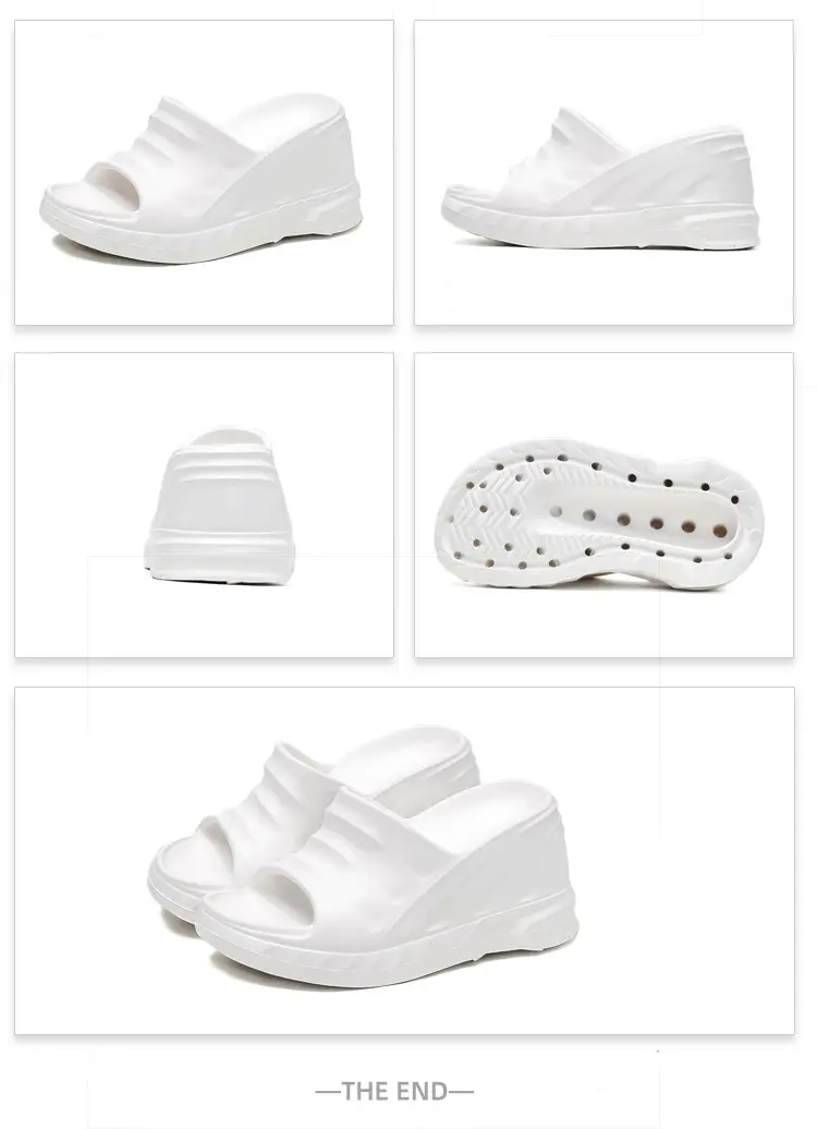 Thick-Soled Slippers for Women European and American Ins Trbottomy 10cm High Heels Eva Wedge Heels Versatile Outer Wear Beach One-Line Slippers — feature 40