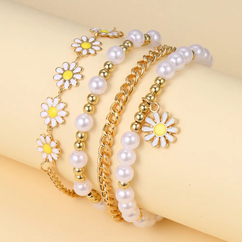 Gold Bead Pearl Bracelet Set for Women - Image 8