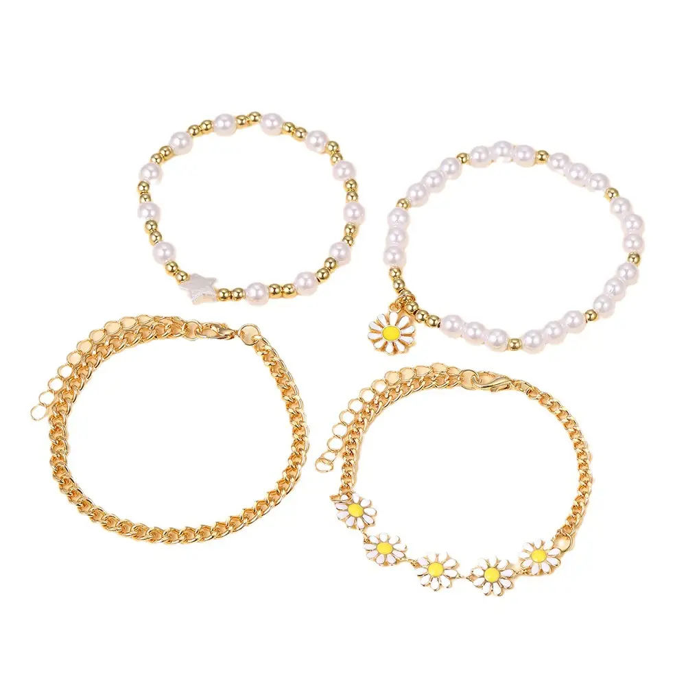 Gold Bead Pearl Bracelet Set for Women - Image 7