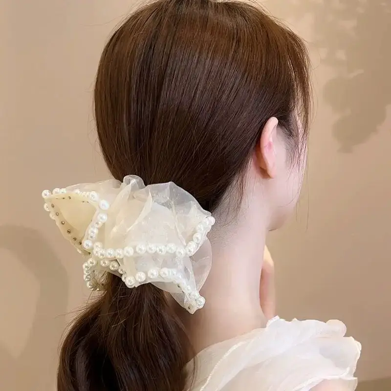 Pearl Hair Ring Bow for Women High-end Super Fairy - Image 4