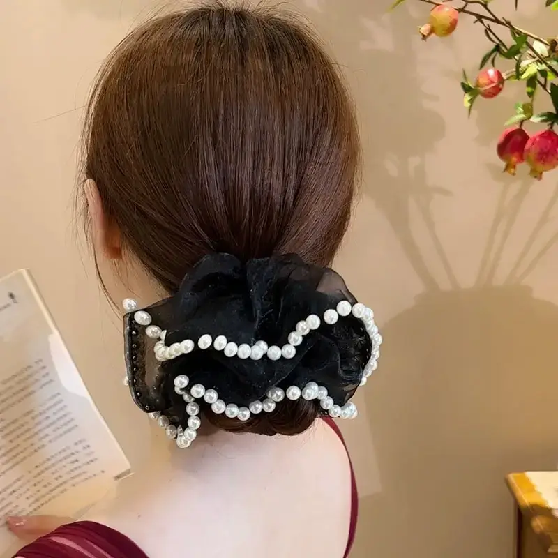 Pearl Hair Ring Bow for Women High-end Super Fairy - Image 6