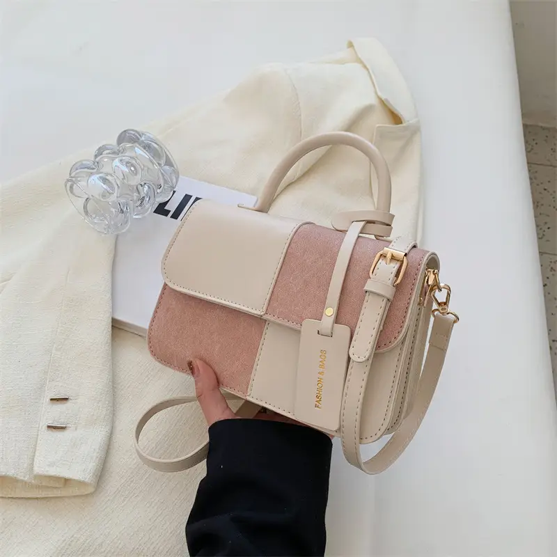 Women's 2023 Contrast PU Square Bag Shoulder Messenger - Image 6