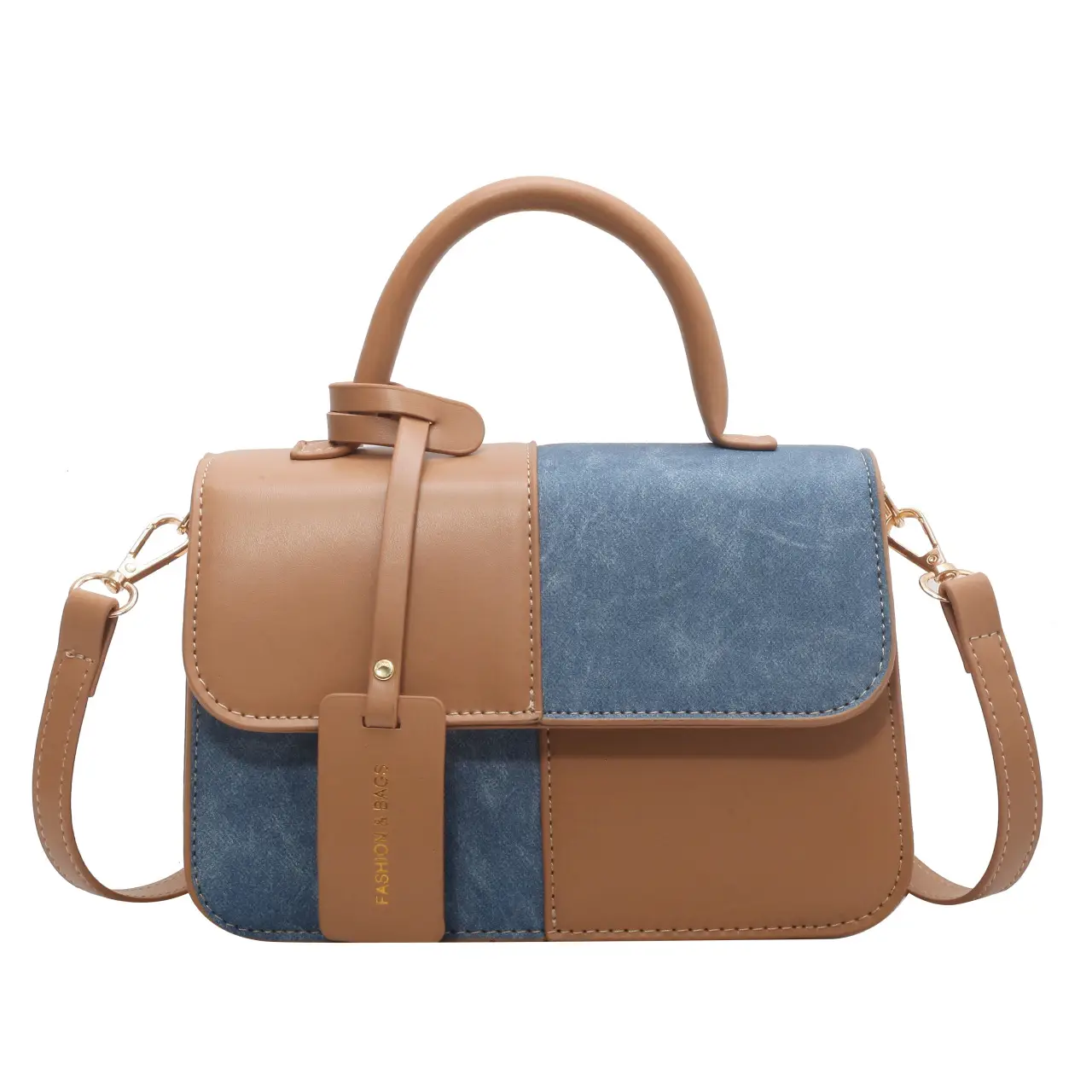 Women's 2023 Contrast PU Square Bag Shoulder Messenger - Image 2