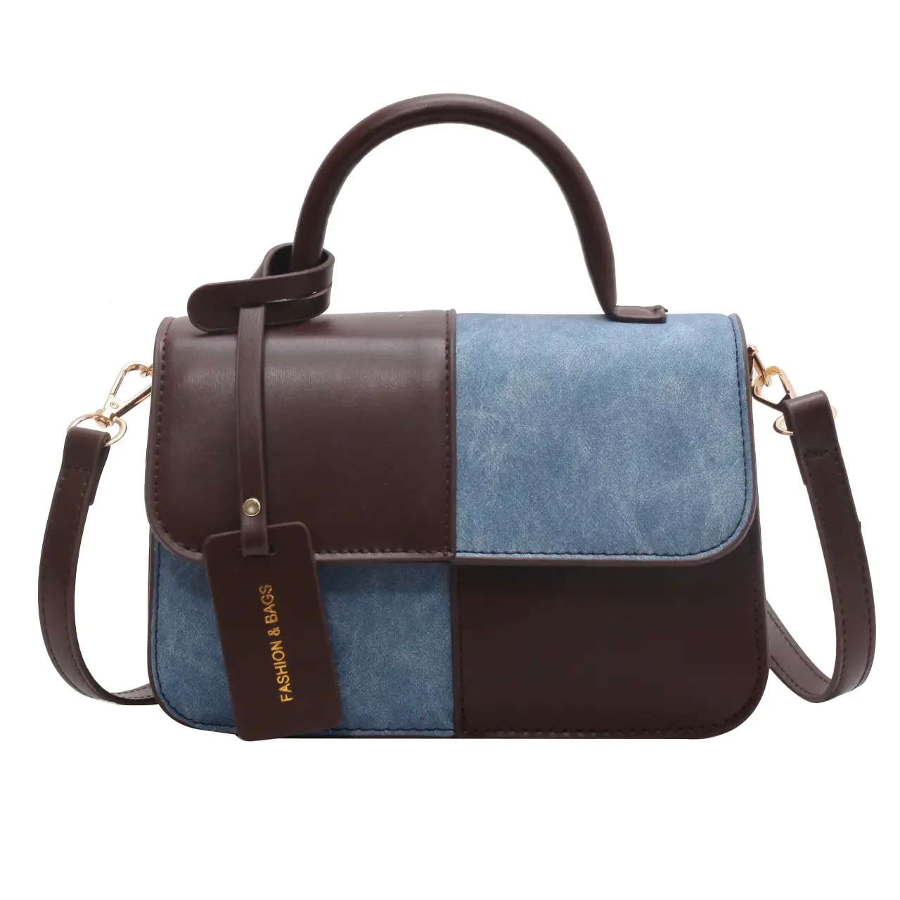 Women's 2023 Contrast PU Square Bag Shoulder Messenger - Image 3