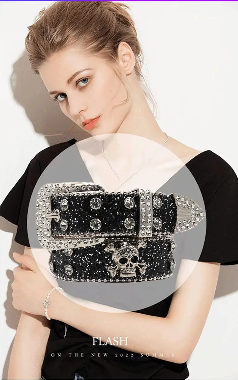 Punk Rhinestone Belt with Diamond Inlays β feature 2