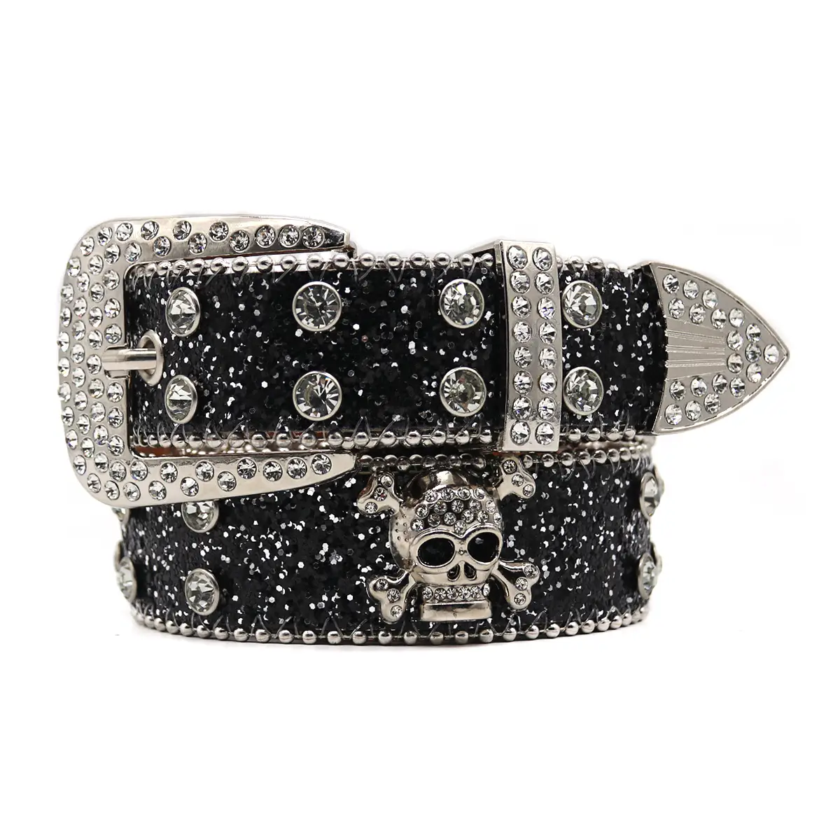 Punk Rhinestone Belt with Diamond Inlays
