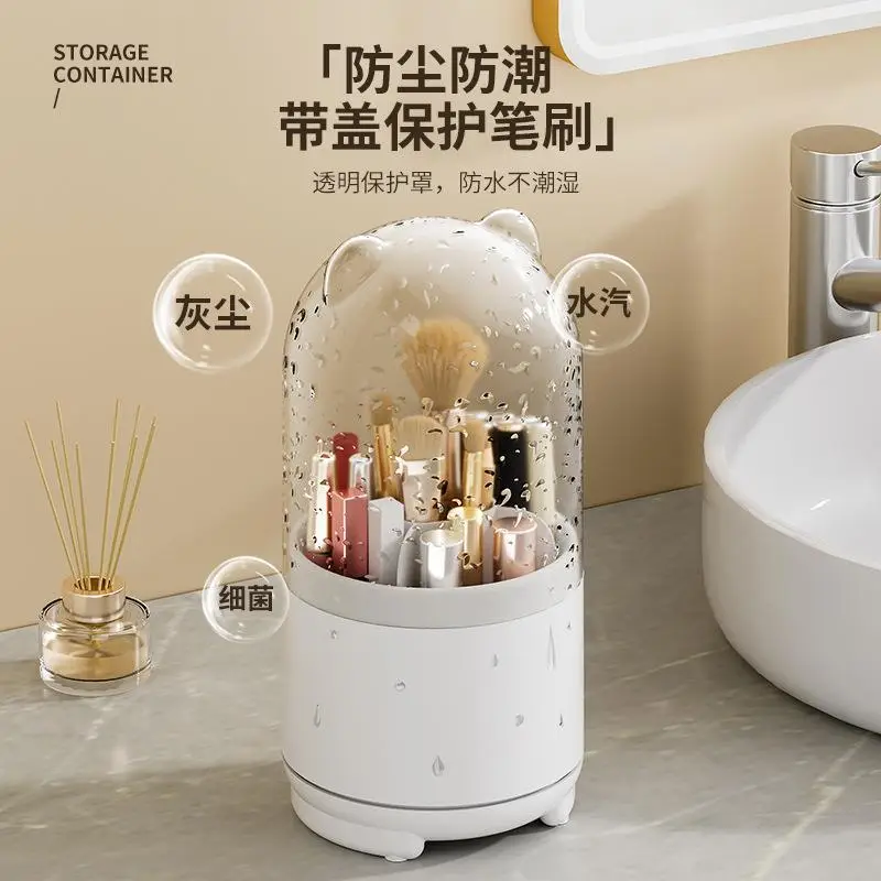 360 Rotating Cosmetic Brush Storage Box Blue
