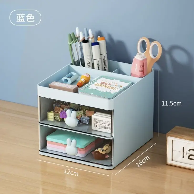 360 Rotating Cosmetic Brush Storage Box Blue