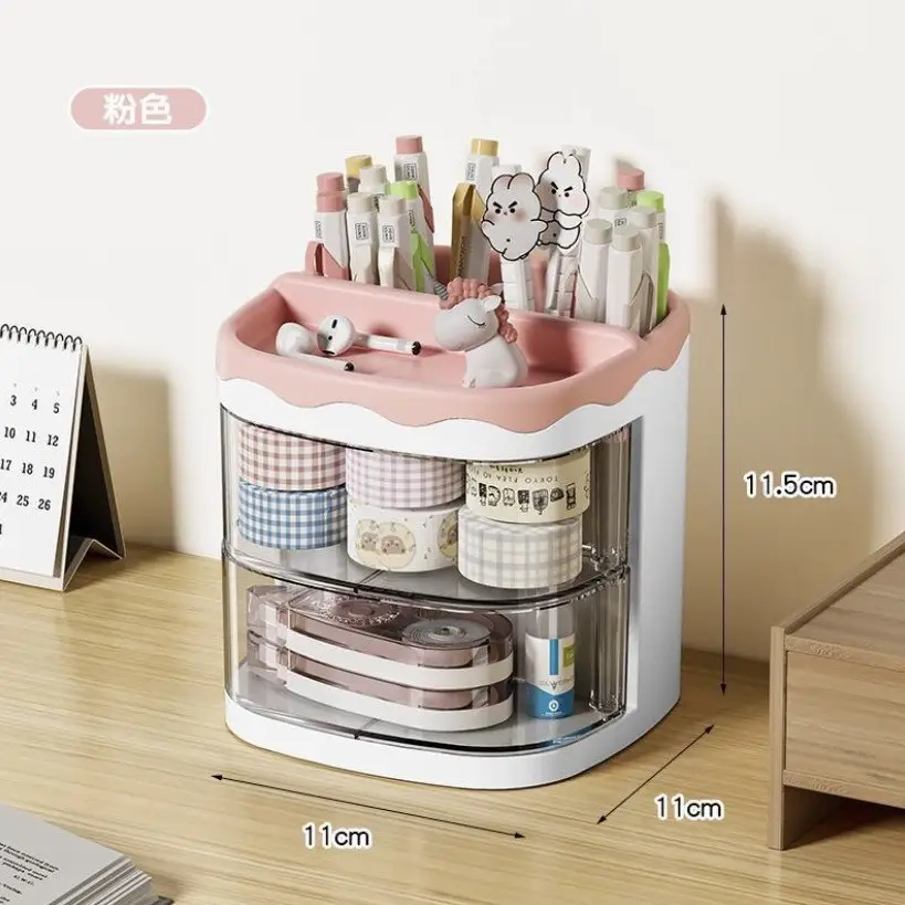360 Rotating Cosmetic Brush Storage Box Blue