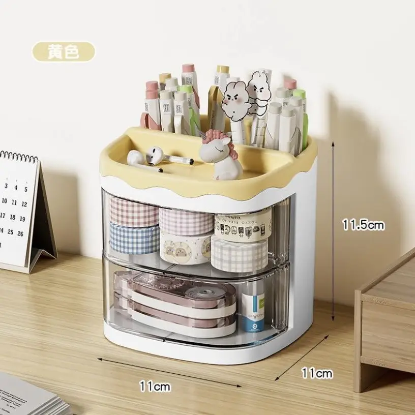 360 Rotating Cosmetic Brush Storage Box Blue