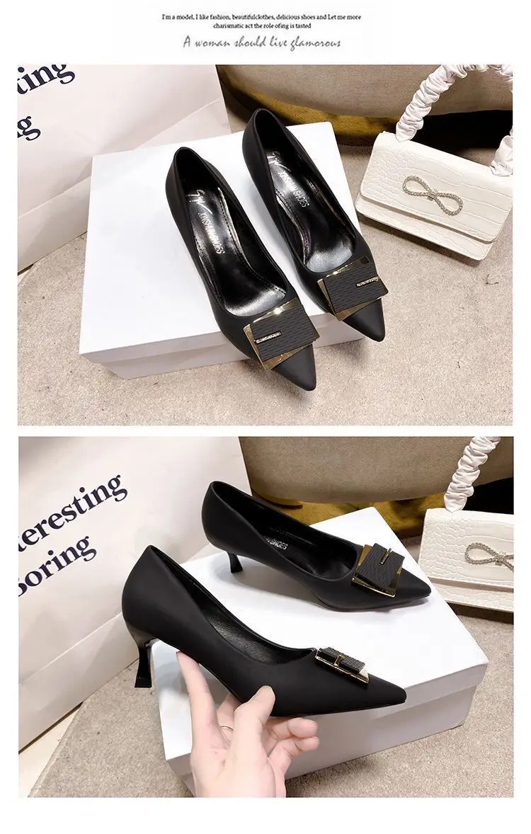 2023 Summer New Pointed Stiletto Heel All-match High Heels Women's French Style Elegant ol Fashion Wine Cup Heel Sexy Women's Shoes — feature 10