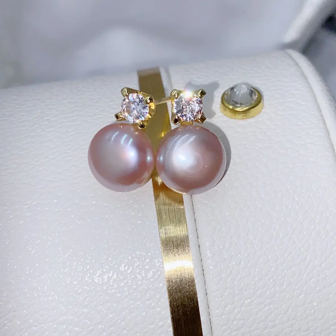 Classic Princess Pearl Earrings Gold Plated Flat Design