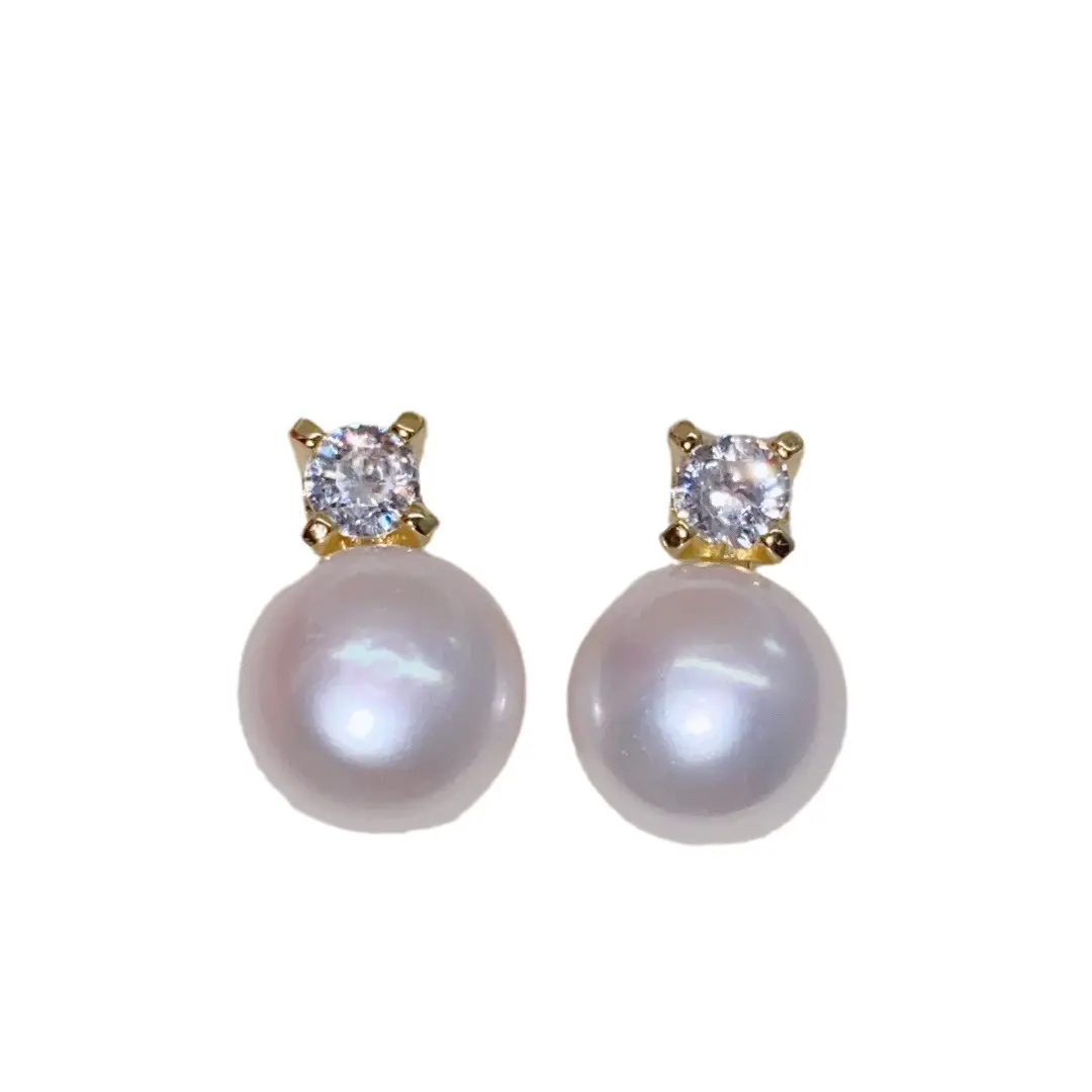 Classic Princess Pearl Earrings Gold Plated Flat Design
